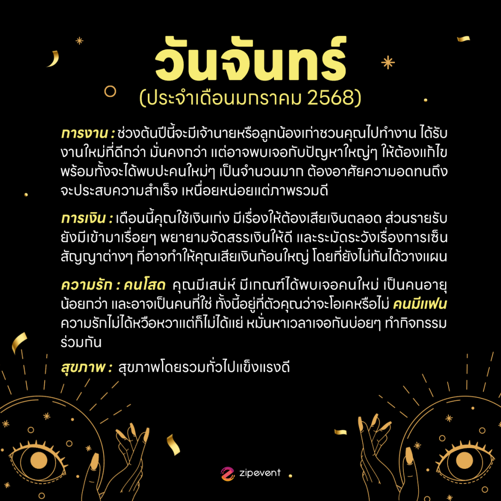 ดูดวงวันเกิด เดือนมกราคม 2568 กับ Zipevent แม่นที่สุด! เช็กก่อนใคร