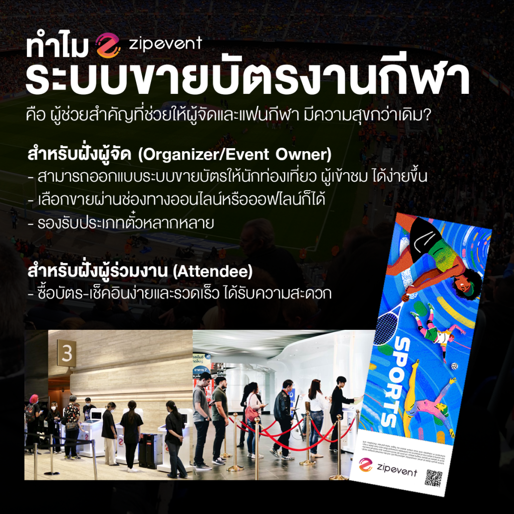 ระบบขายบัตรงานกีฬา Zipevent ใช้กับงานไหน? มีข้อดีอย่างไร?