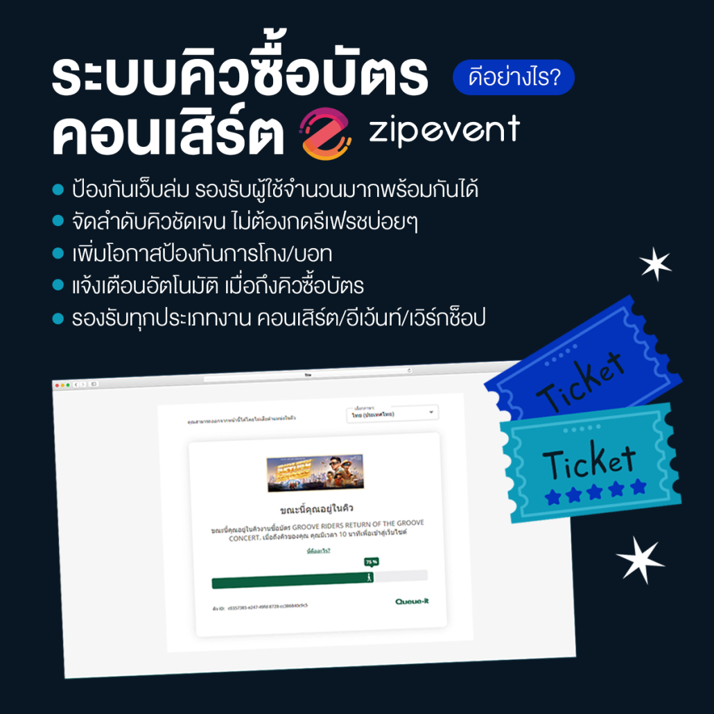 ระบบขายบัตรคอนเสิร์ต Zipevent กดบัตรง่าย สะดวก มีระบบคิว