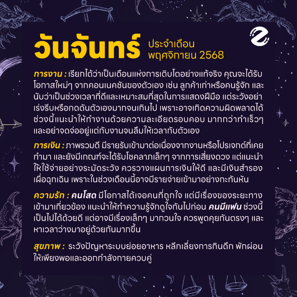 ดูดวงวันเกิด เดือนพฤศจิกายน 2568 ฟรี ! กับ Zipevent เช็กก่อนใคร ! Zipevent