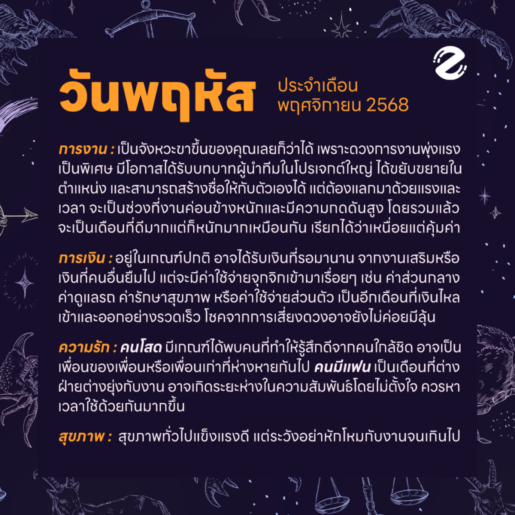 ดูดวงวันเกิด เดือนพฤศจิกายน 2568 ฟรี ! กับ Zipevent เช็กก่อนใคร ! Zipevent