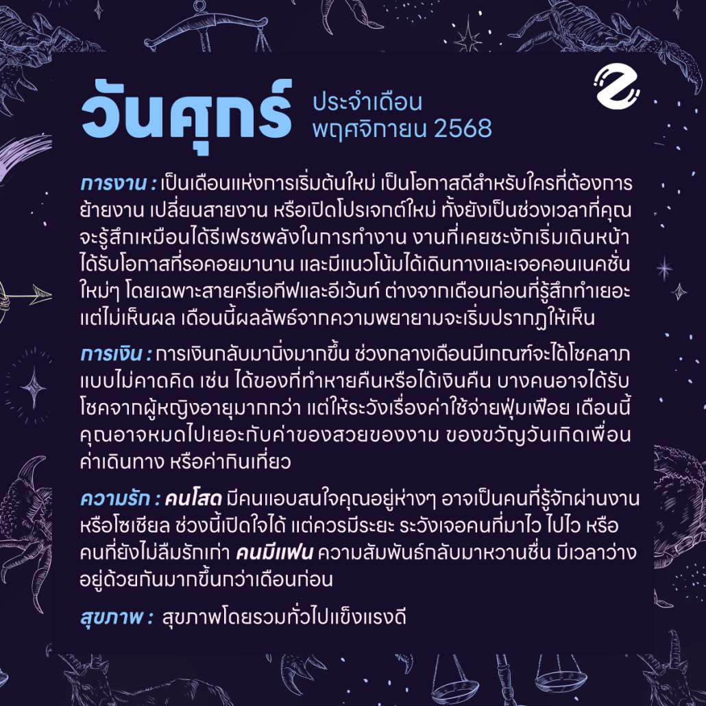ดูดวงวันเกิด เดือนพฤศจิกายน 2568 ฟรี ! กับ Zipevent เช็กก่อนใคร ! Zipevent