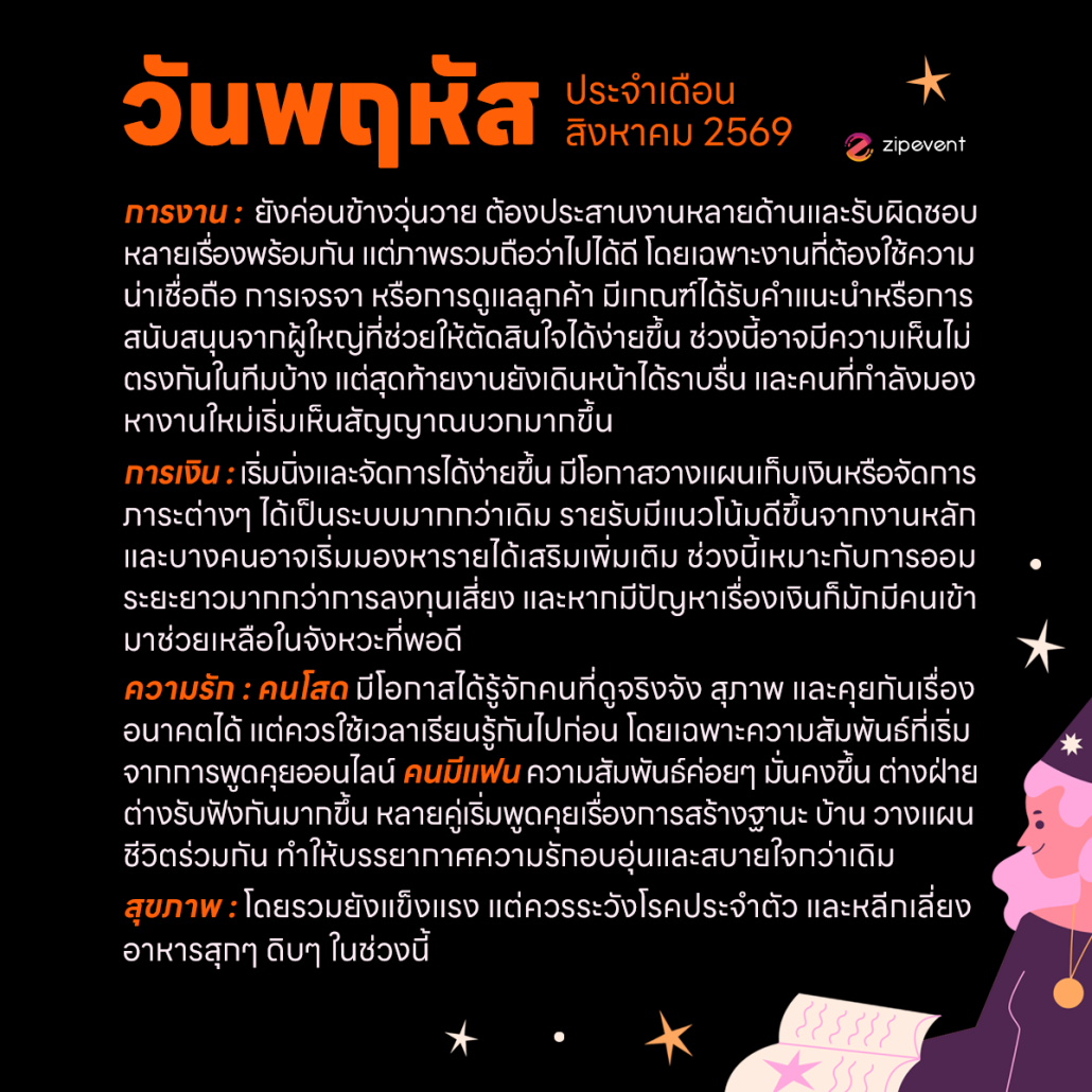 ดูดวงวันเกิด เดือนสิงหาคม 2569 ฟรี ! กับ Zipevent เช็กก่อนใคร