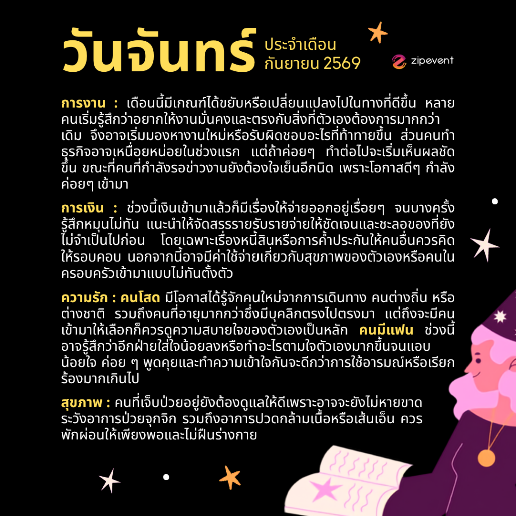 ดูดวงวันเกิด เดือนกันยายน 2569 ฟรี ! กับ Zipevent เช็กก่อนใคร