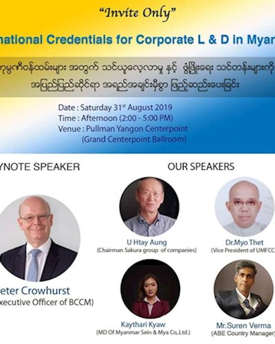International Credentials for Corporate L & D in Myanmar Zipevent