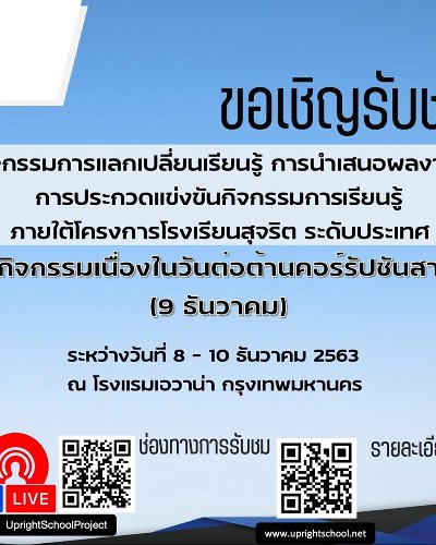 กิจกรรมแลกเปลี่ยนเรียนรู้โครงการโรงเรียนสุจริต ระดับประเทศ Zipevent