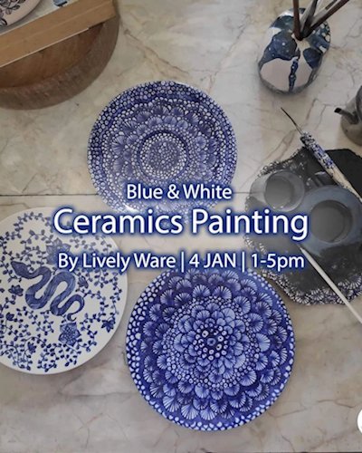 Blue & White Ceramics Painting Zipevent