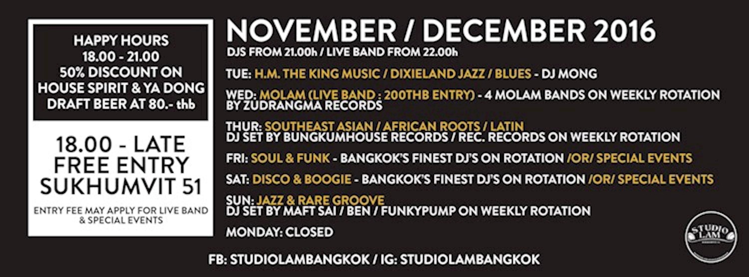 Studio Lam Music : November & December 2016 Zipevent