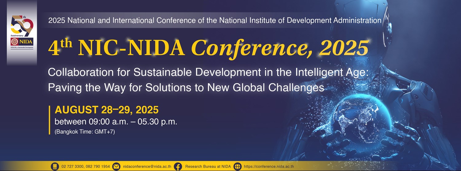งานประชุมวิชาการระดับชาติและระดับนานาชาติ ประจำปี 2568 (2025 National and International Conference of The National Institute of Development Administration) The 4th NIC-NIDA Conference in 2025 งานประชุมวิชาการระดับชาติและระดับนานาชาติ ประจำปี 2568 (2025 National and International Conference of The National Institute of Development Administration) The 4th NIC-NIDA Conference in 2025 Zipevent