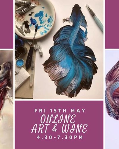Online Adult Art & Wine - Inky Fishes (pen & ink) Zipevent