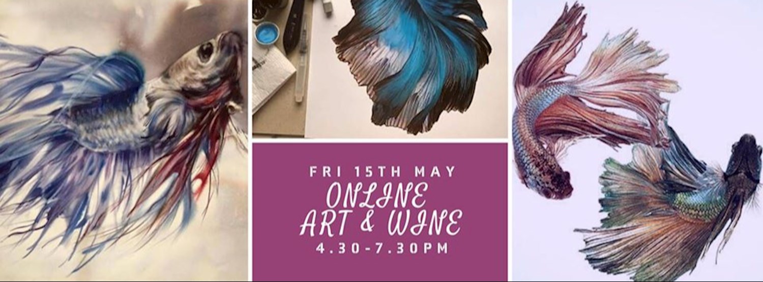 Online Adult Art & Wine - Inky Fishes (pen & ink) Zipevent