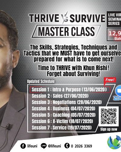 “Thrive vs Survive” Master Class by Khun Rishi Zipevent