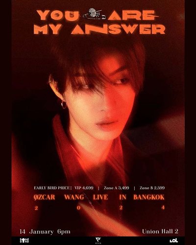 “YOU ARE MY ANSWER” OZCAR WANG LIVE IN BANGKOK Zipevent