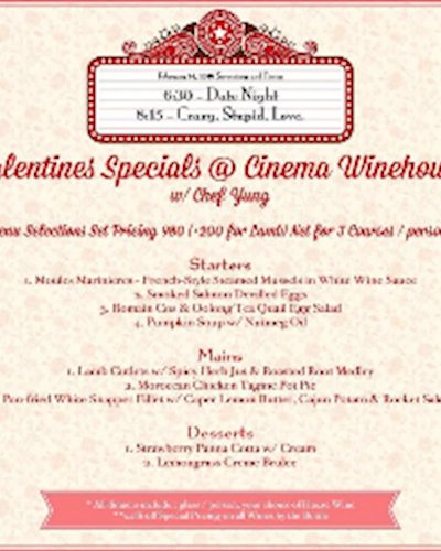 Valentines at Cinema Winehouse w/ Chef Yung Zipevent