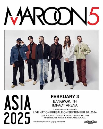 Maroon 5 Asia 2025 Bangkok Zipevent