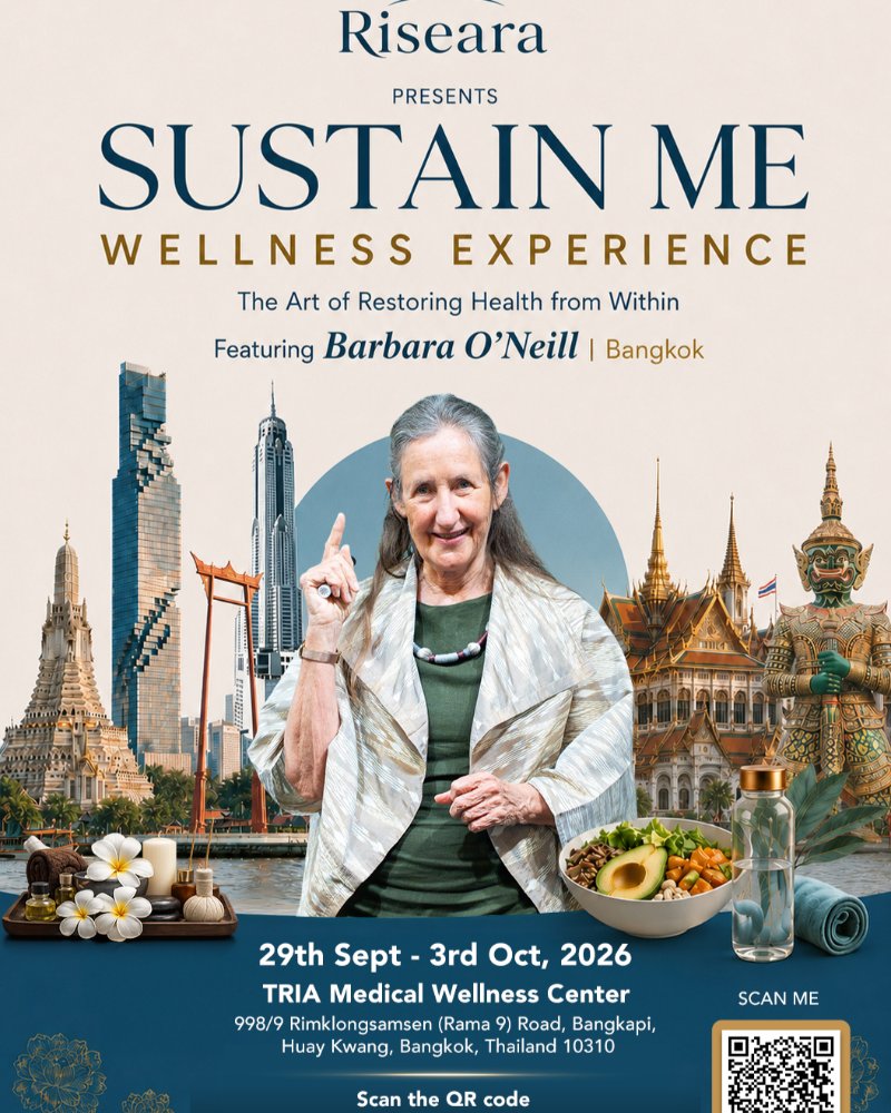  Live for the First Time Ever! Sustain Me Wellness Experience with Barbara O'Neill in Bangkok Zipevent
