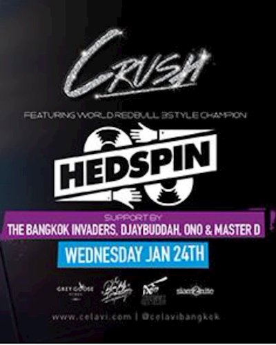 Crush Wednesdays presents: DJ Hedspin, Wed Jan 24th at CLV BKK Zipevent