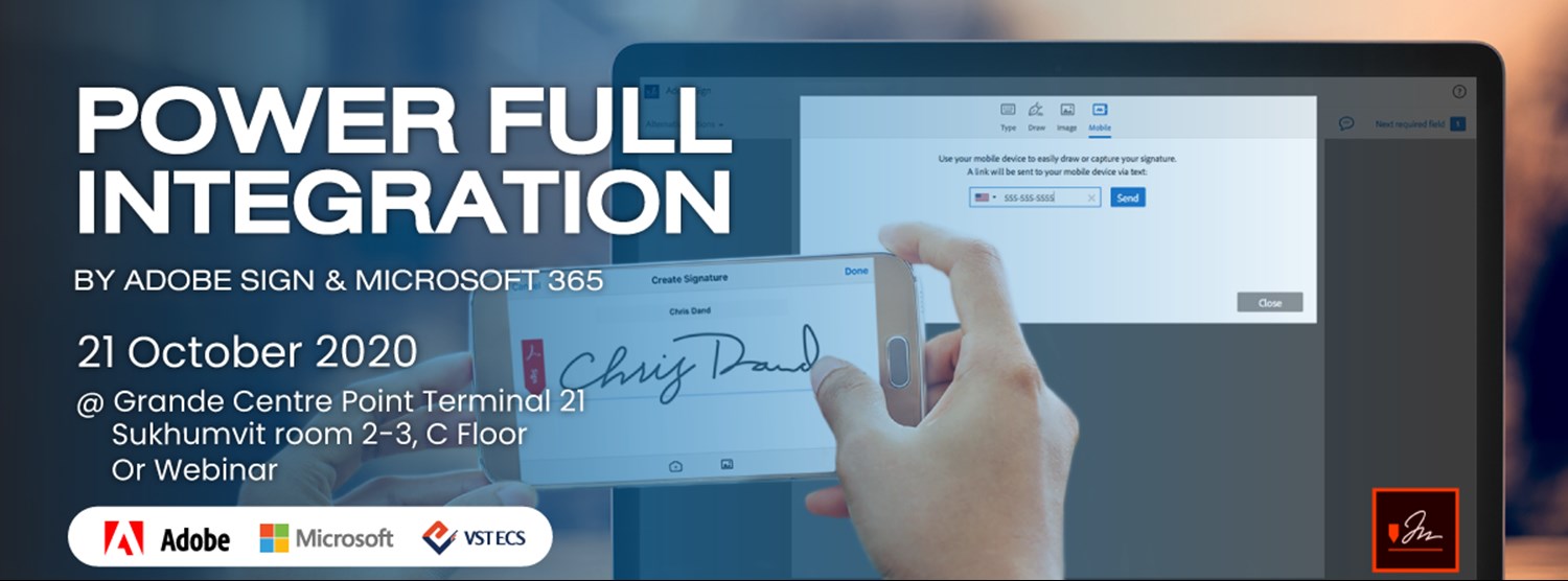 Live Microsoft office & power full integration with Adobe sign Zipevent