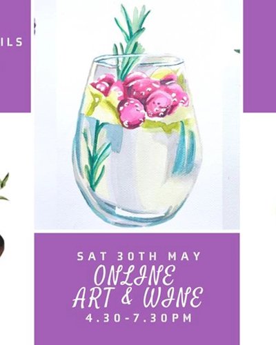Online Adult Art & Wine - Watercolour Cocktials & Desserts Zipevent