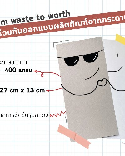 From waste to worth : มาร่วมกันออกแบบผลิตภัณฑ์จากกระดาษเหลือใช้จากโรงพิมพ์ Zipevent