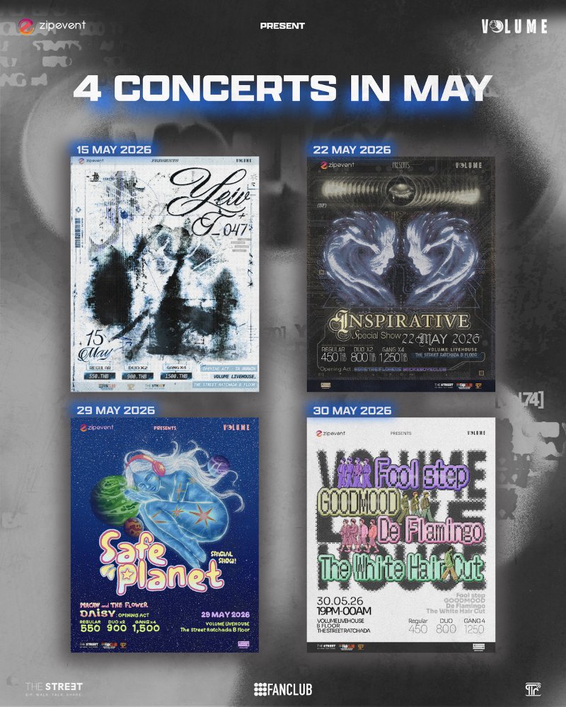 VOLUME LIVEHOUSE B FL - 4 CONCERTS IN MAY Zipevent