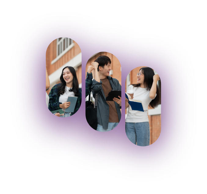 Image panels representing college students