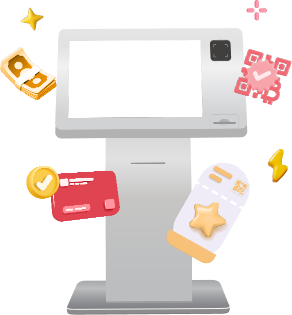 Illustration of ticketing kiosk and features
