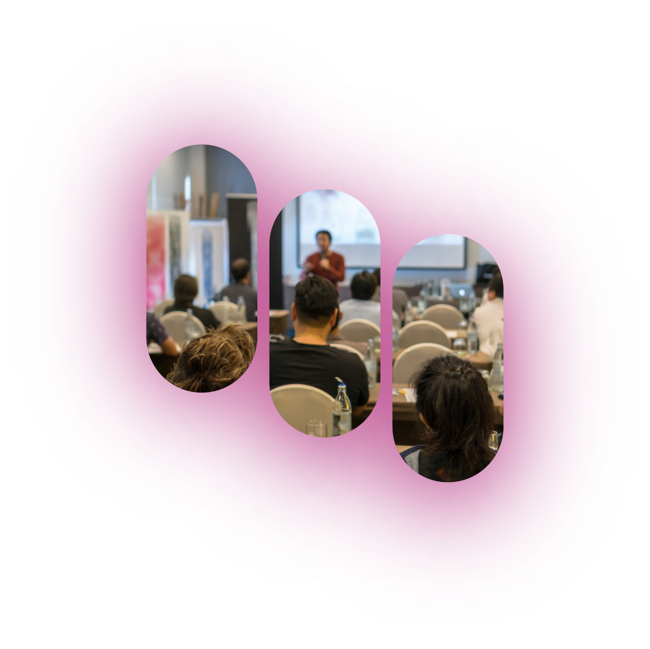 Image panels representing people participating in workshop