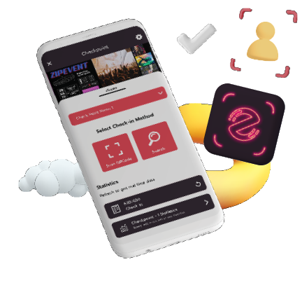 Illustration showing Zipevent gate check-in application